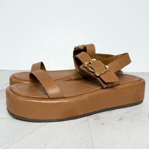 Schutz Brown Platform Square Toe Sandal 9B